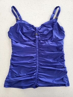 PrimaDonna Swim Tankini Top UK 34G Blue Ruched Underwire Support